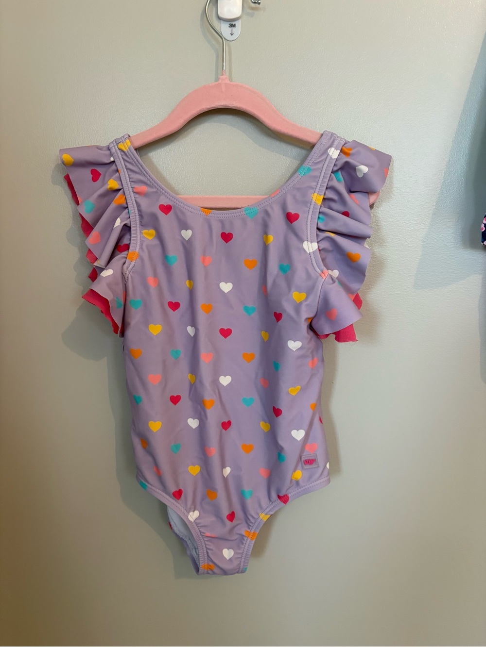 Ruffle Butts Lavender Heart One-Piece Swimsuit with Multicolor Hearts
